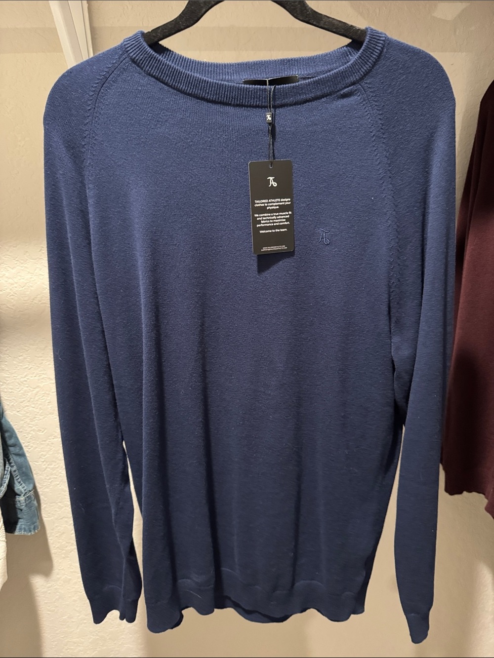 Navy Blue Lightweight Crewneck Sweater- Tailored Athlete